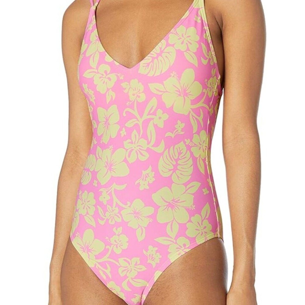 NWT Hobie Pink One Piece Swimsuit Hawaiian Print Floral Size Medium